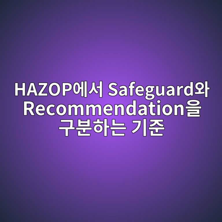 HAZOP에서 Safeguard와 Recommendation을 구분하는 기준 9 hazopec9790ec849c safeguardec9980 recommendationec9d84 eab5acebb684ed9598eb8a94 eab8b0eca480 1787474388